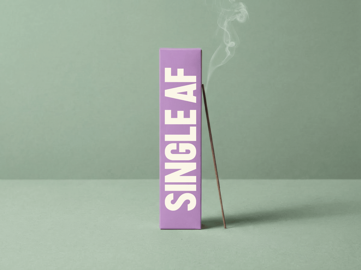 Handmade Japan SINGLE AF Milky Espresso incense sticks with creamy coffee scent, displayed with some sticks arranged on a white background.