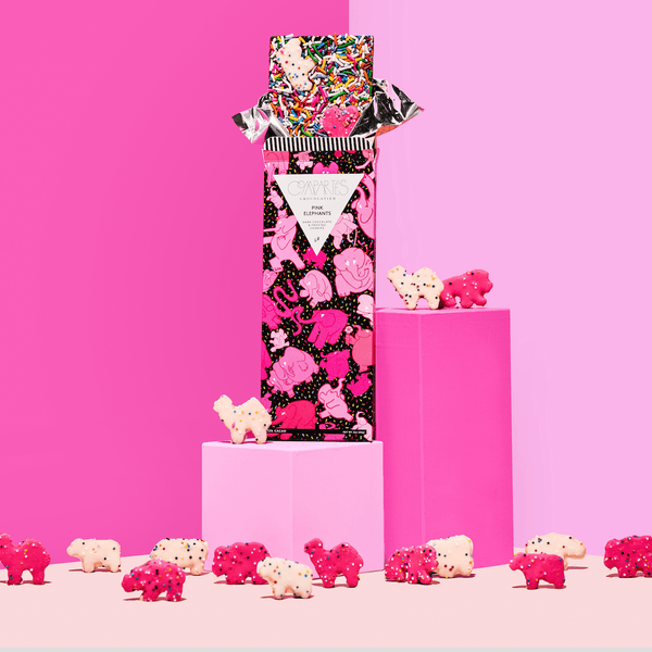 Zartbitterschokoladenriegel „Pink Elephants Animal Cookies“