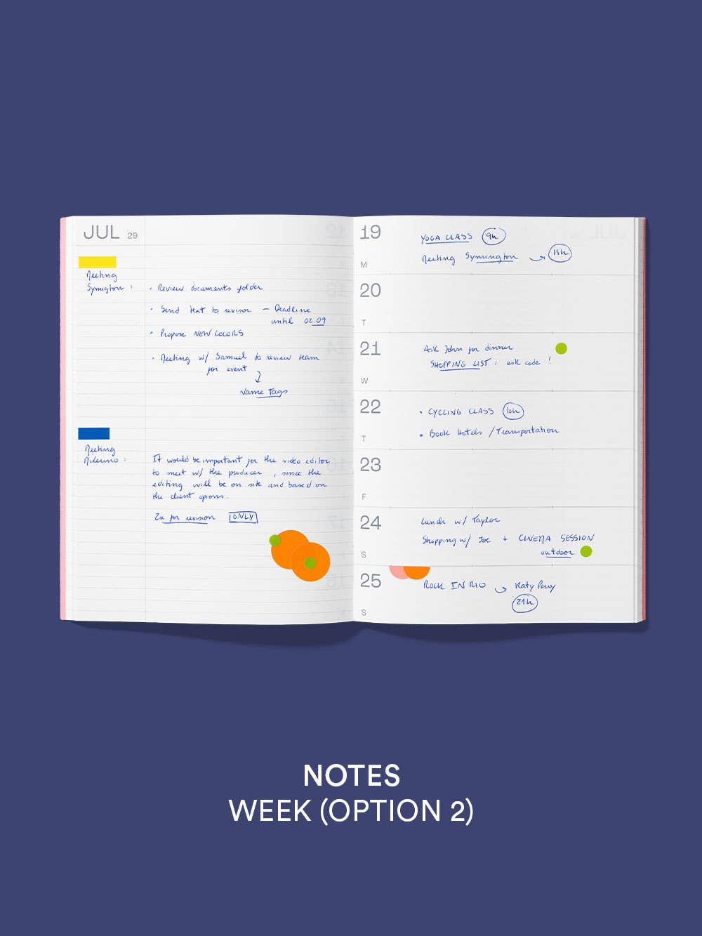 Dusty pink 2027 mishmash planner featuring a time-block layout with a smooth cover and organized interior pages.