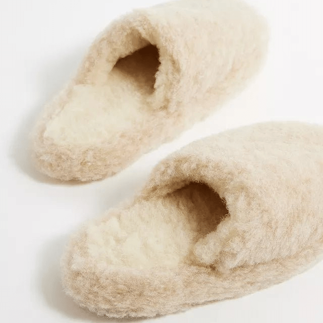 Unisex Backless Wool Slippers - Beige
