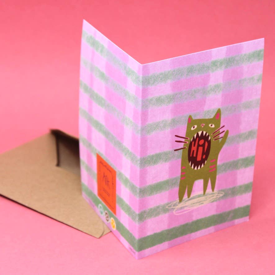 Hi Cat Greetings Card
