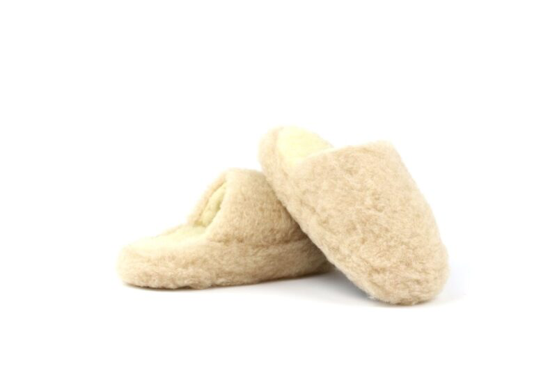 Unisex Backless Wool Slippers - Beige