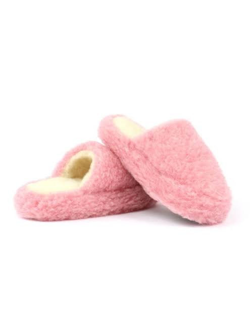 Unisex Backless Wool Slippers - Pink