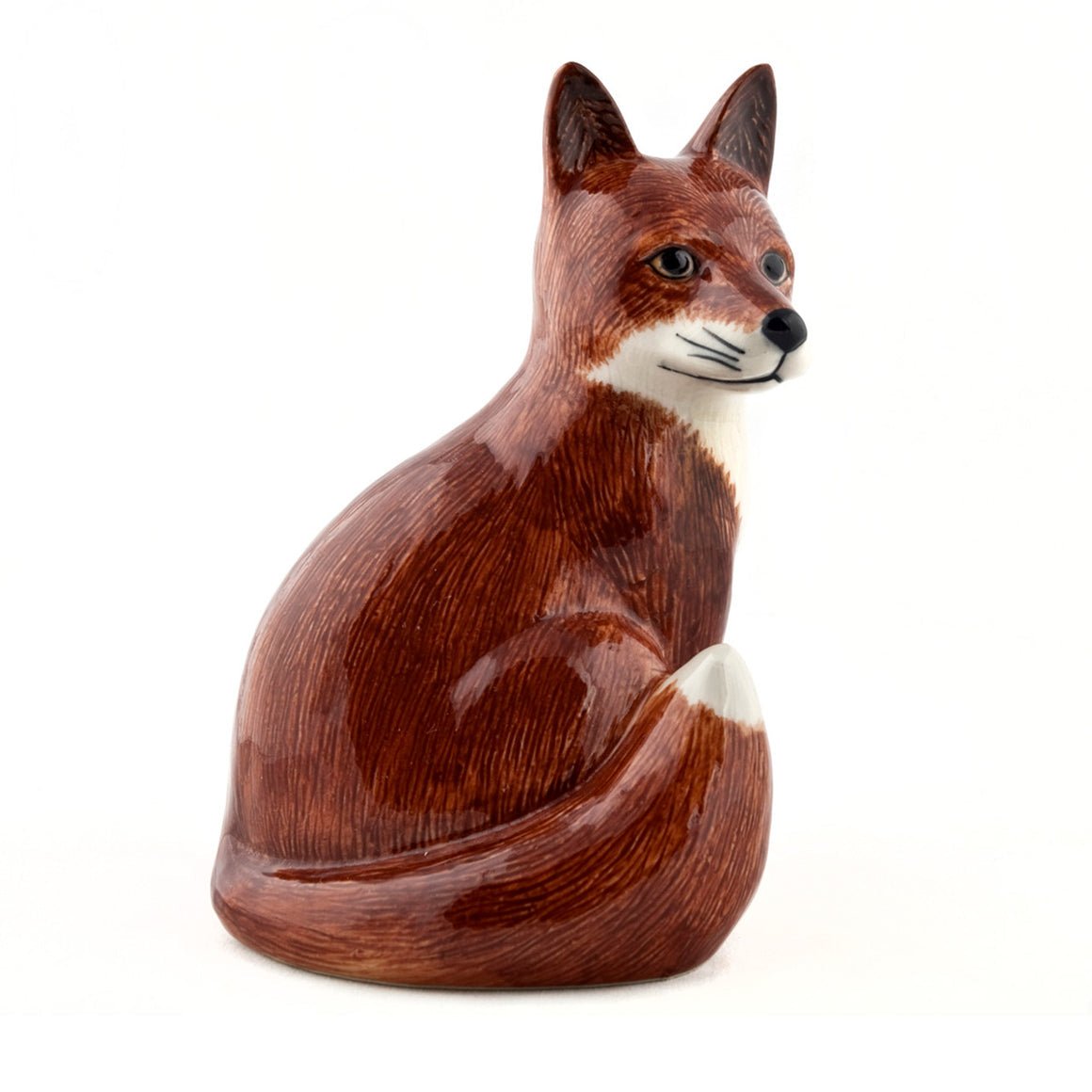 Quail Ceramics Fox-shaped money box with detailed ceramic design and slot for coins, perfect for saving or decorative display.