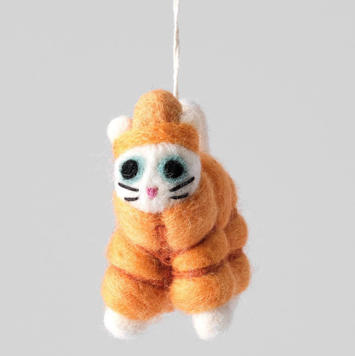 Lee, Cat in Orange Puffa Hanging Felt Ornament