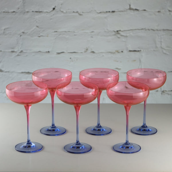 Coloured Cocktail Glasses, Set of 6, Eros & Neptune