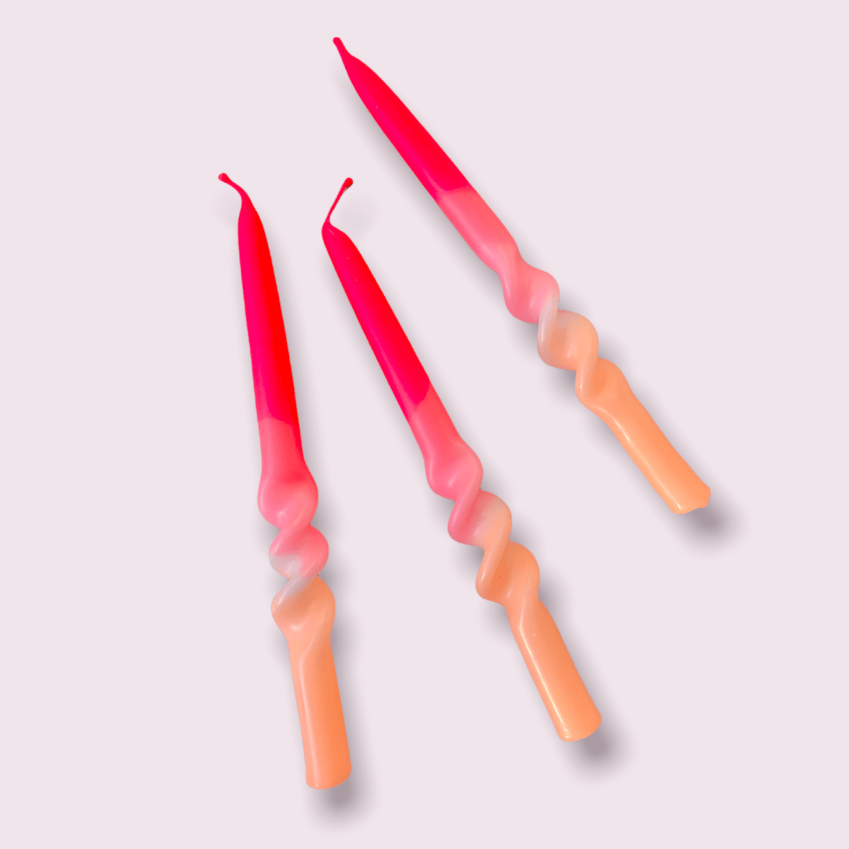Dip Dye Swirl Candles - Set of 3 - Flamingo Wedding