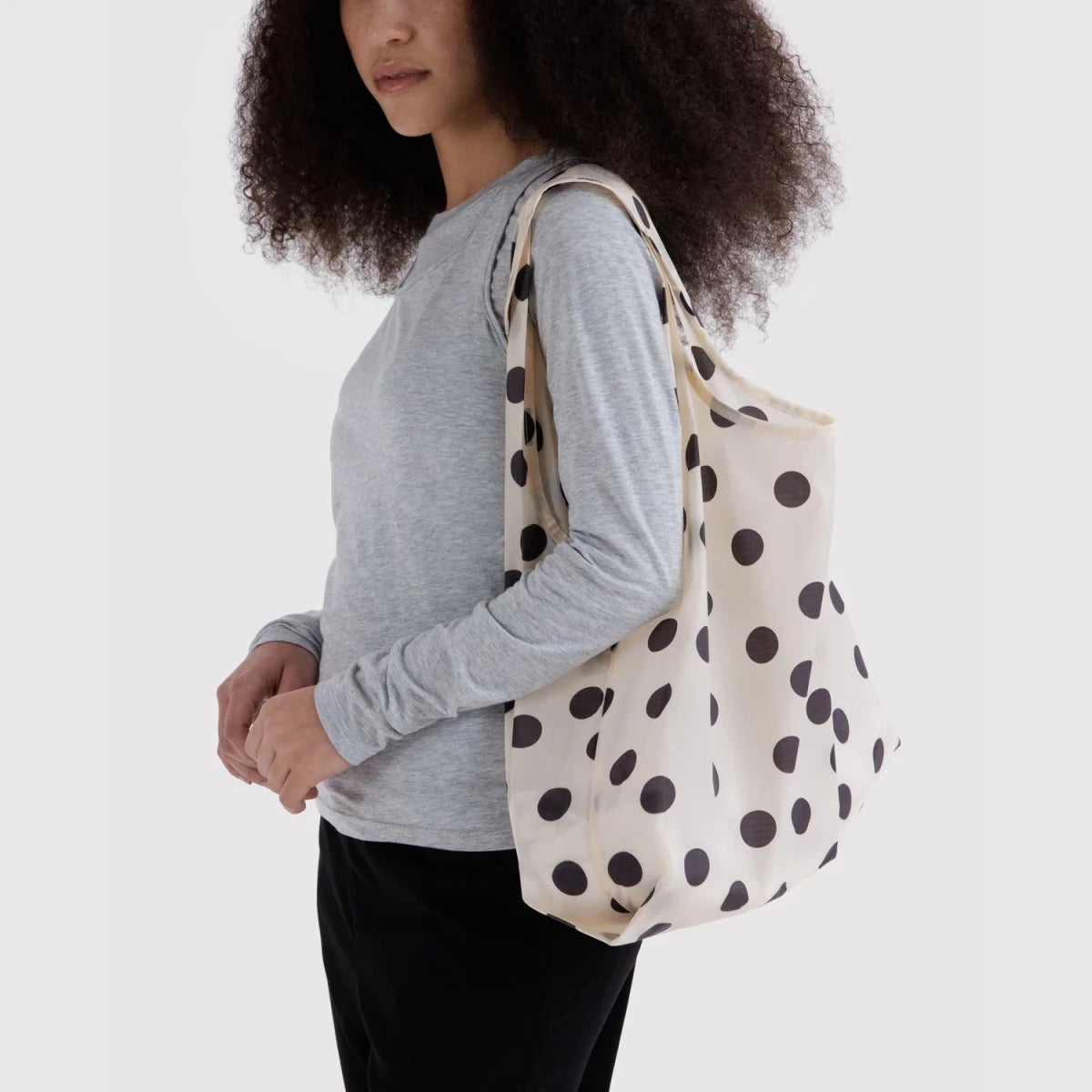 Cream and Black Polka Dot Baggu Bag