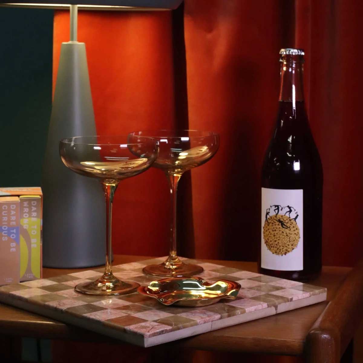 Farbige Champagnerschalen, 6er Set - Golden Shroom