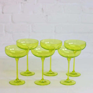 Farbige Champagnerschalen, 6er Set - Neon Spill