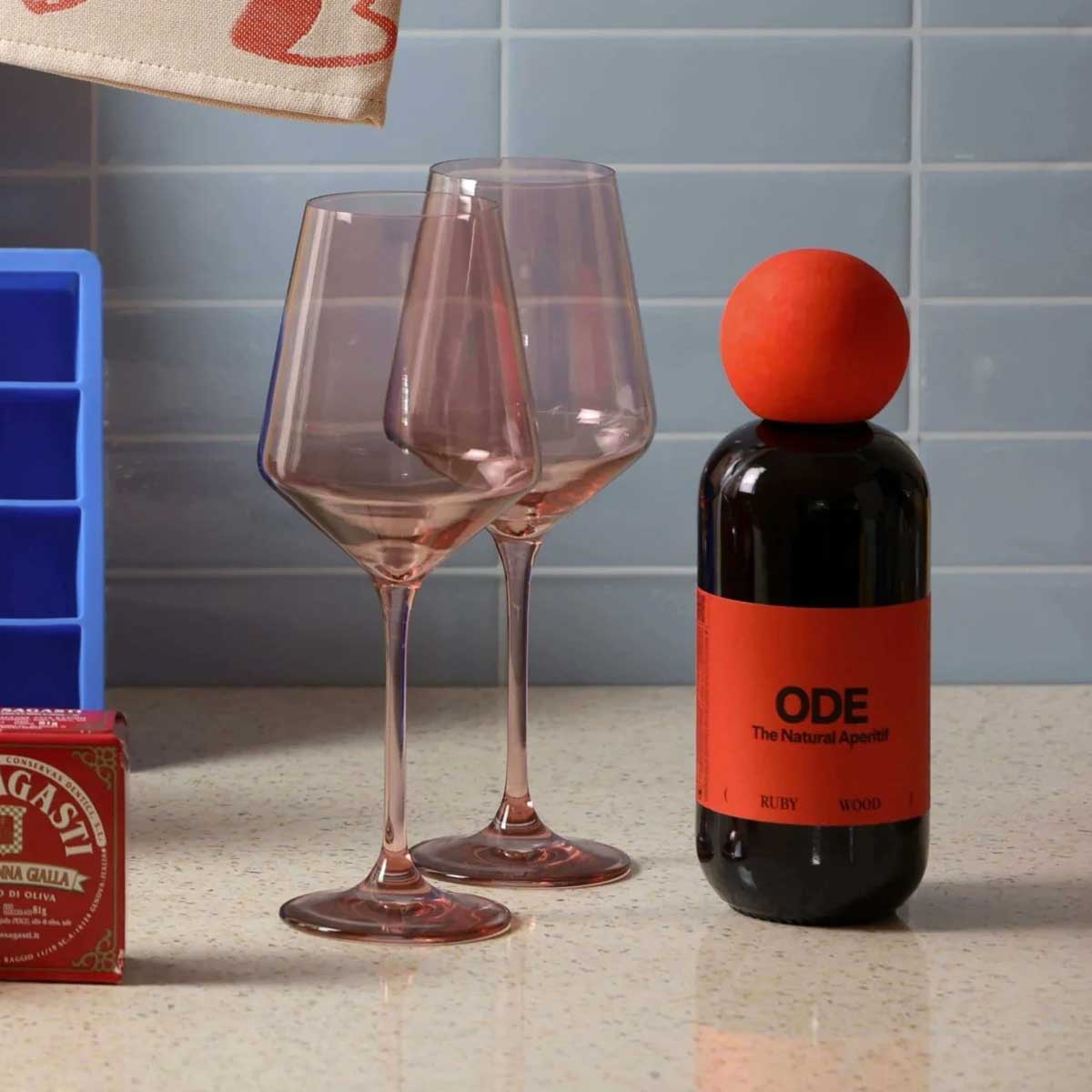 Farbige Weingläser, 2er Set - Smoky Rosé