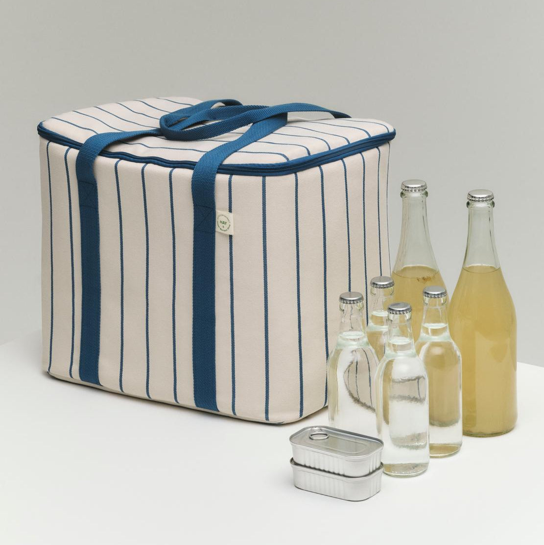 HAY Outdoor Market Cooler Bag - Medium - Beige with blue stripe