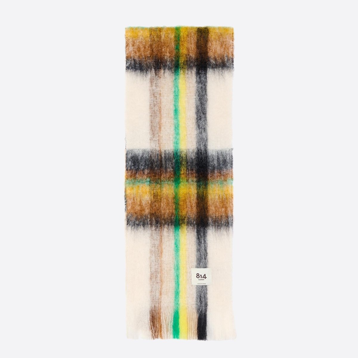 Cream tartan mohair scarf by 814 Ezcaray, soft and stylish accessories with a classic plaid pattern.