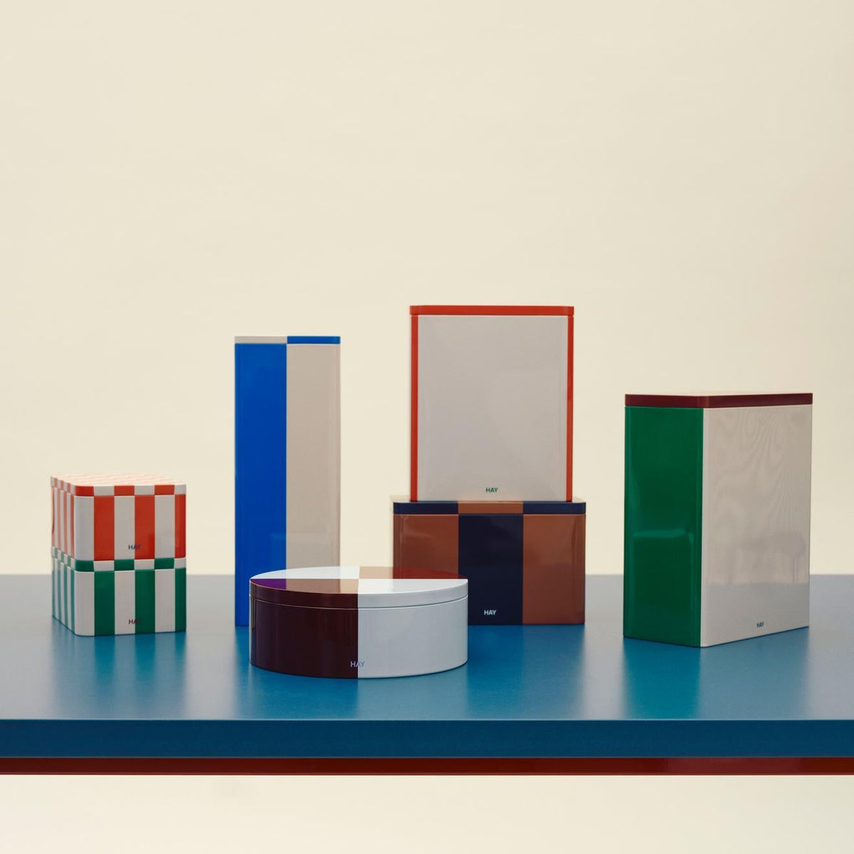 Tin Container - Small Green and Off-White