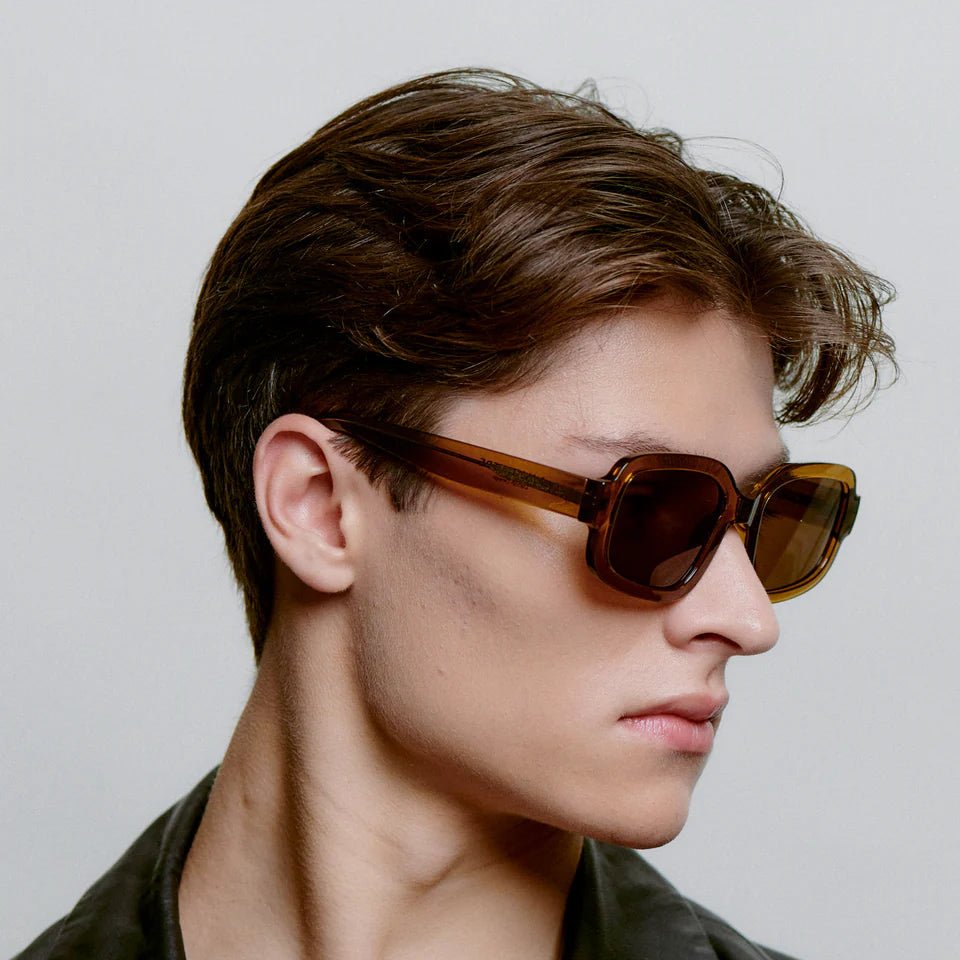 A. Kjaerbede Pluto sunglasses with round frames and dark lenses, stylish eyewear for sun protection and fashion.