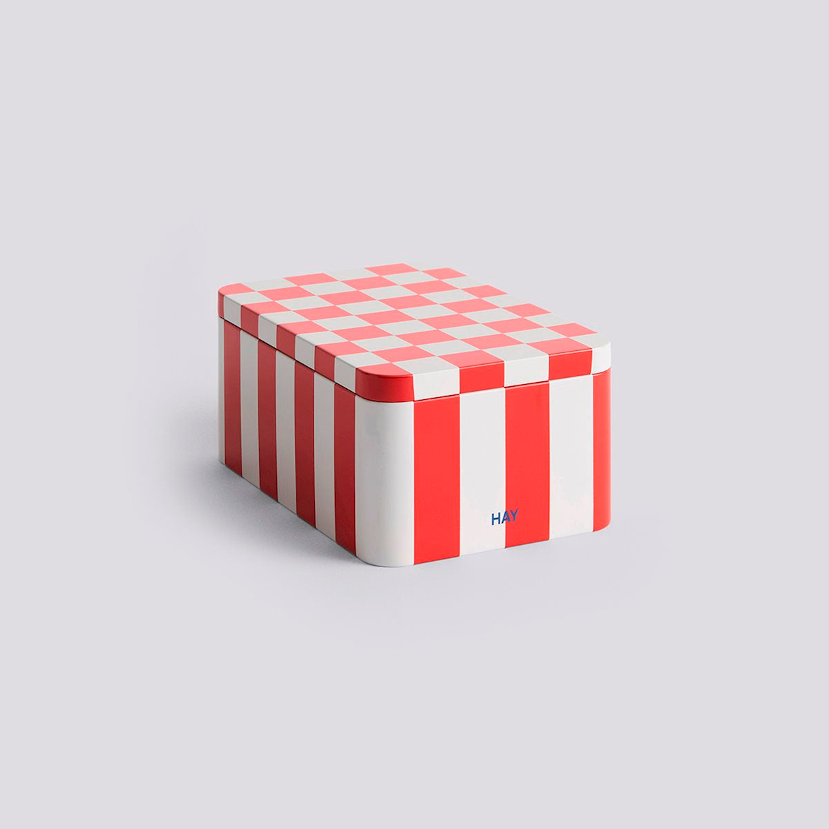 Tin Container - Small Red and Off-White