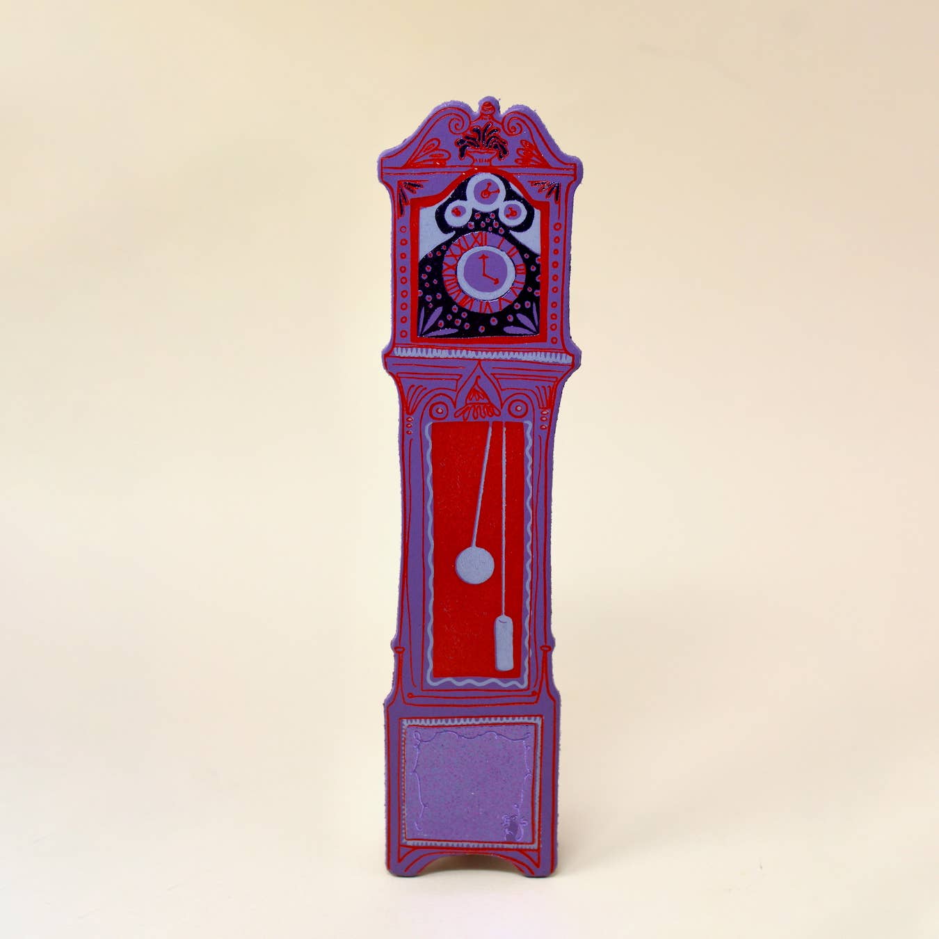 Lesezeichen „Standuhr“: Grelles Pink