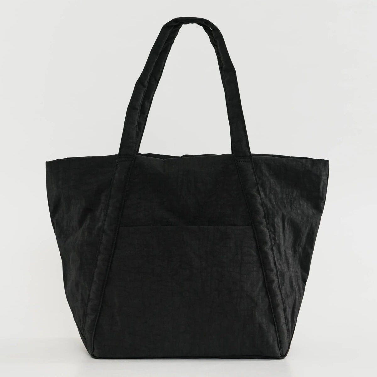 Black tote bag on a white background