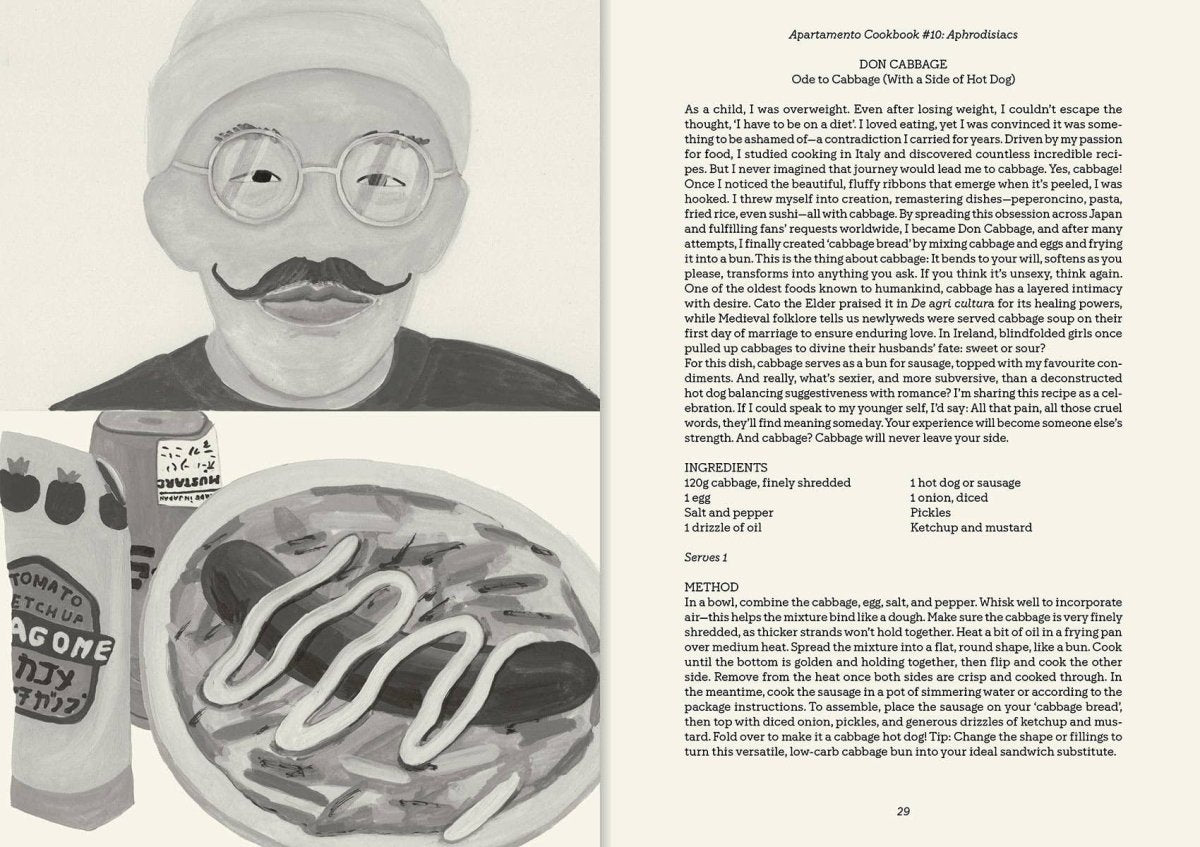 Apartamento Cookbook #10: Aphrodisiacs book by Apartamento Publishing featuring a cover with aphrodisiac ingredients and culinary illustrations.