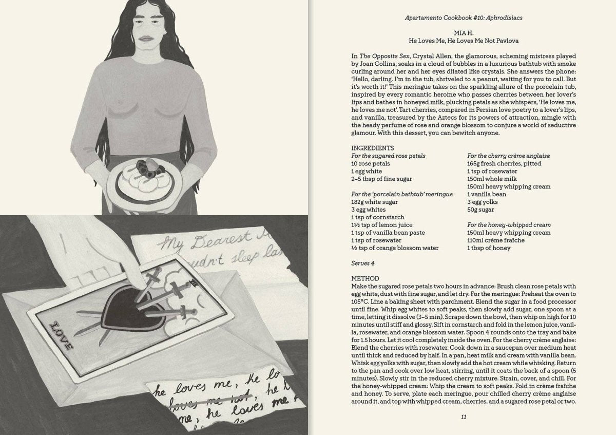 Apartamento Cookbook #10 Aphrodisiacs book by Apartamento Publishing featuring colorful pages and culinary aphrodisiac recipes.