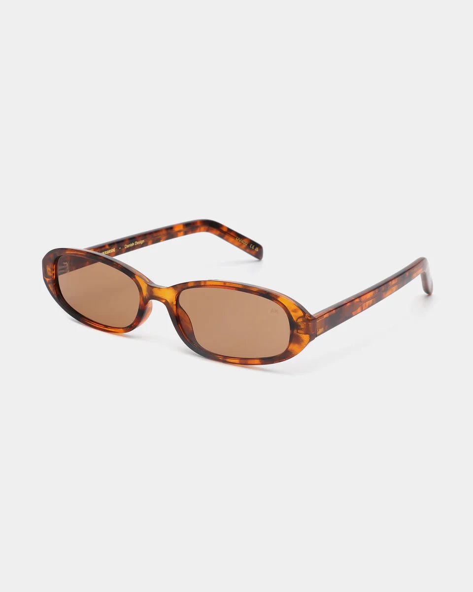 A. Kjaerbede Macy sunglasses with havana frames and dark tinted lenses, stylish and classic eyewear for sun protection.