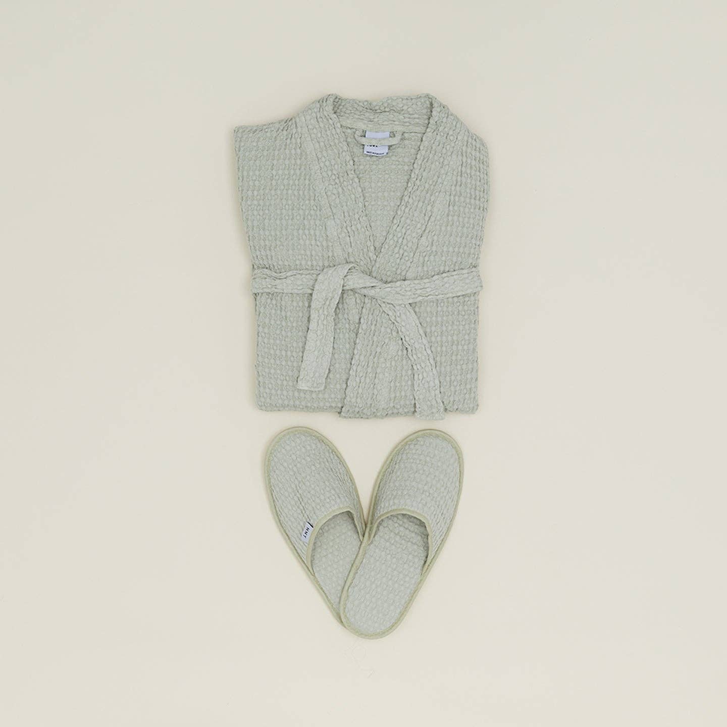 Simple Waffle Bathrobe - Sage: Small