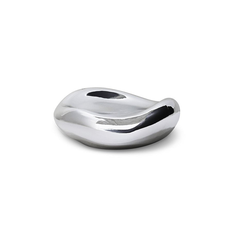 HKliving Gleam glass bowl in chrome finish, showcasing a sleek, reflective design suitable for decorative or functional use.