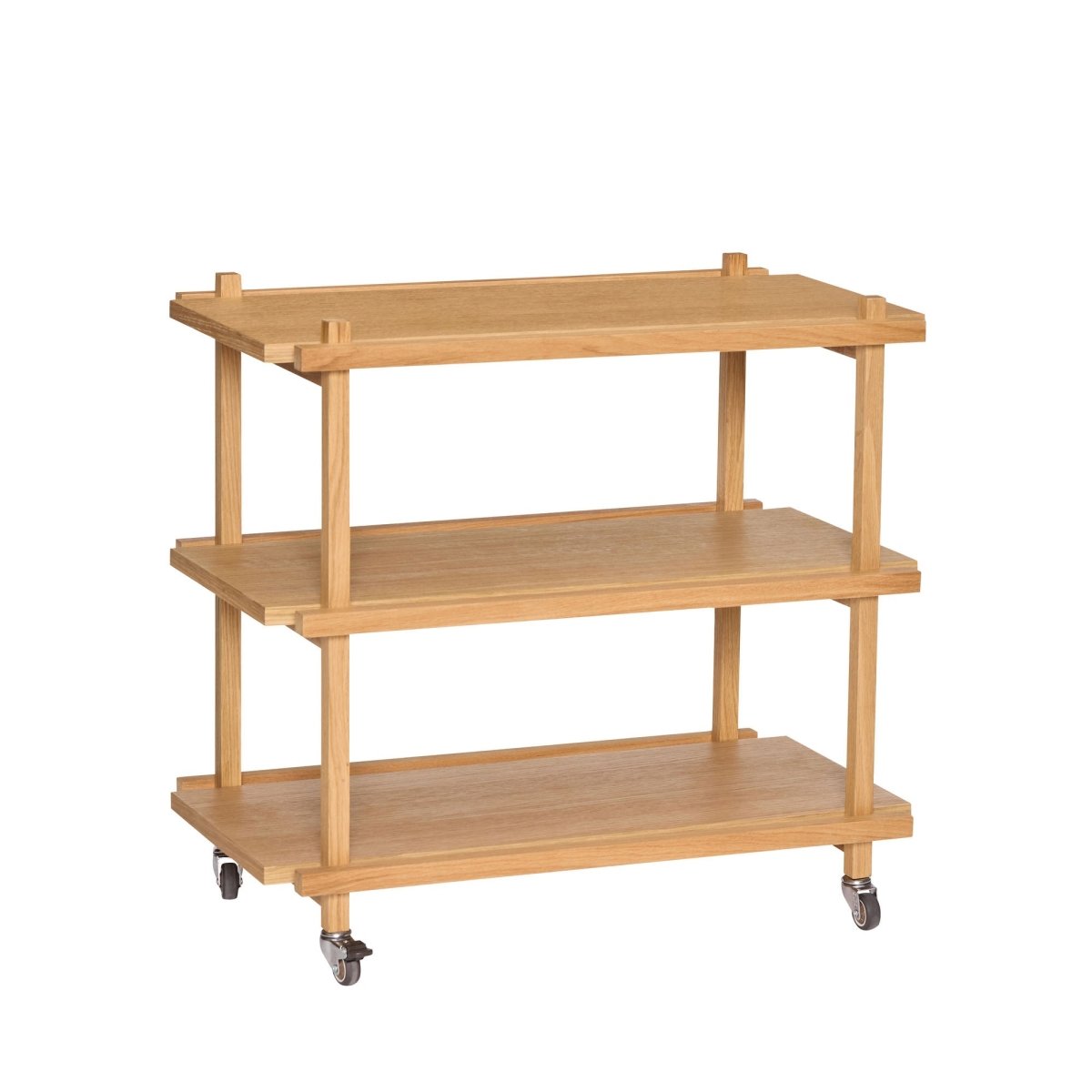 Natural Crayon Trolley by Hübsch, a modern wooden furniture piece with multiple storage compartments and a sleek design.