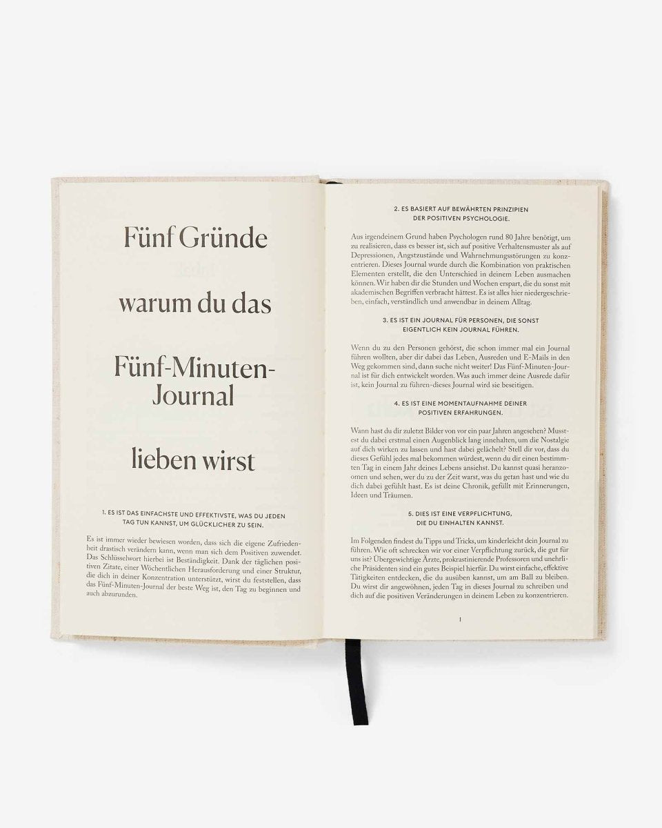 Deutsch The Five Minute Journal - Tägliche geführte Dankbarkeit