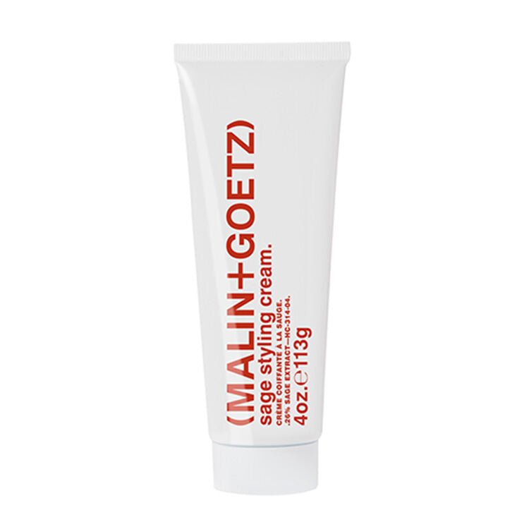 Malin+Goetz Sage Styling Cream in a jar, skincare product with a smooth, creamy texture for styling and nourishing skin.