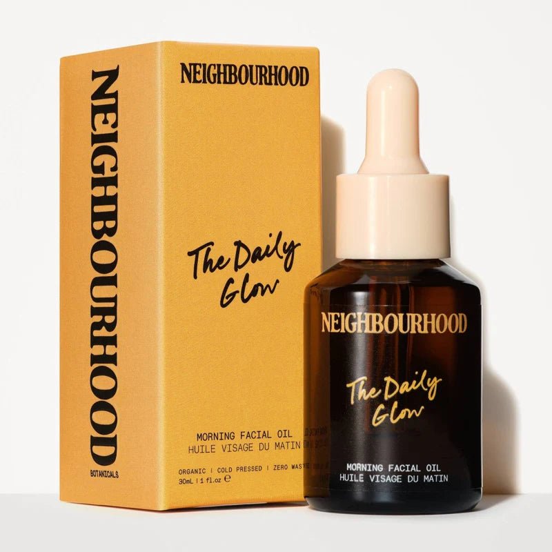 Hallesches Haus Mum's Morning to Midnight skincare gift set featuring Neighbourhood Botanicals The Daily Glow morning facial oil, 30ml.