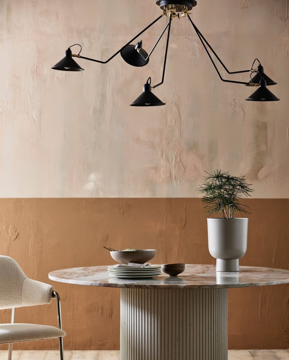 Nordal A/S ERIE round dining table, 140cm, white wood with ivory marble tabletop, stylish and modern furniture piece