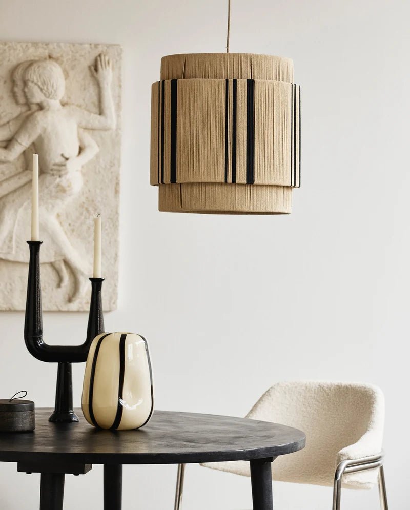 Nordal A/S VINATA pendant lamp in natural wood finish, hanging with a sleek, modern design for stylish lighting.