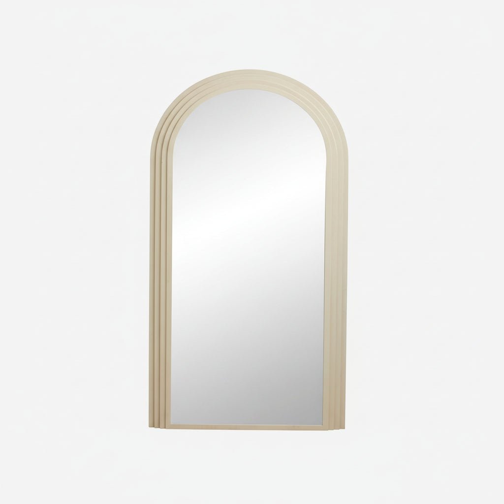 Nordal A/S FALCO mirror in sand color, featuring a sleek, modern design with a round shape and minimalistic frame.