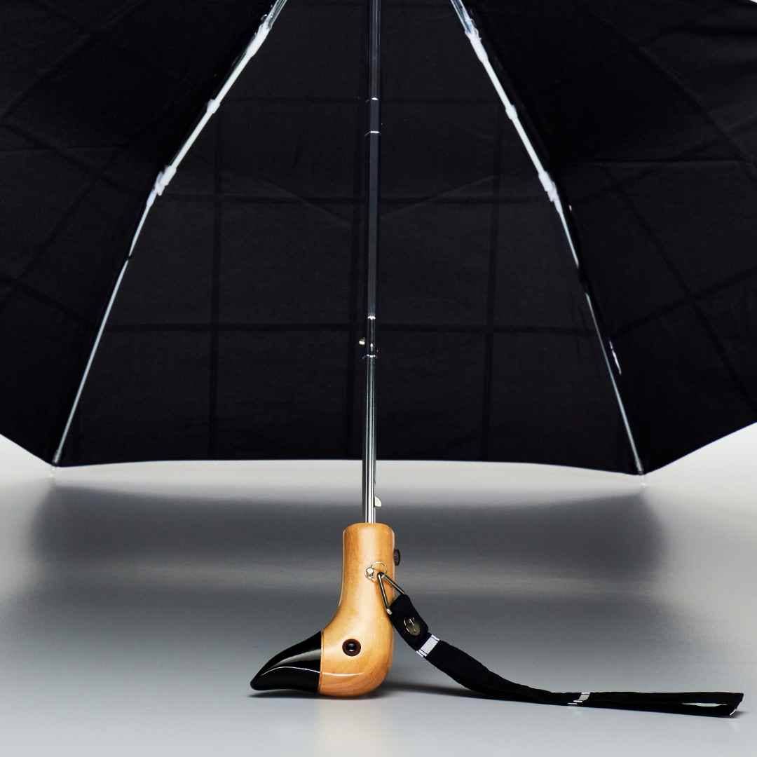 Black Grid Pattern Eco-Friendly Duck Handle Umbrella