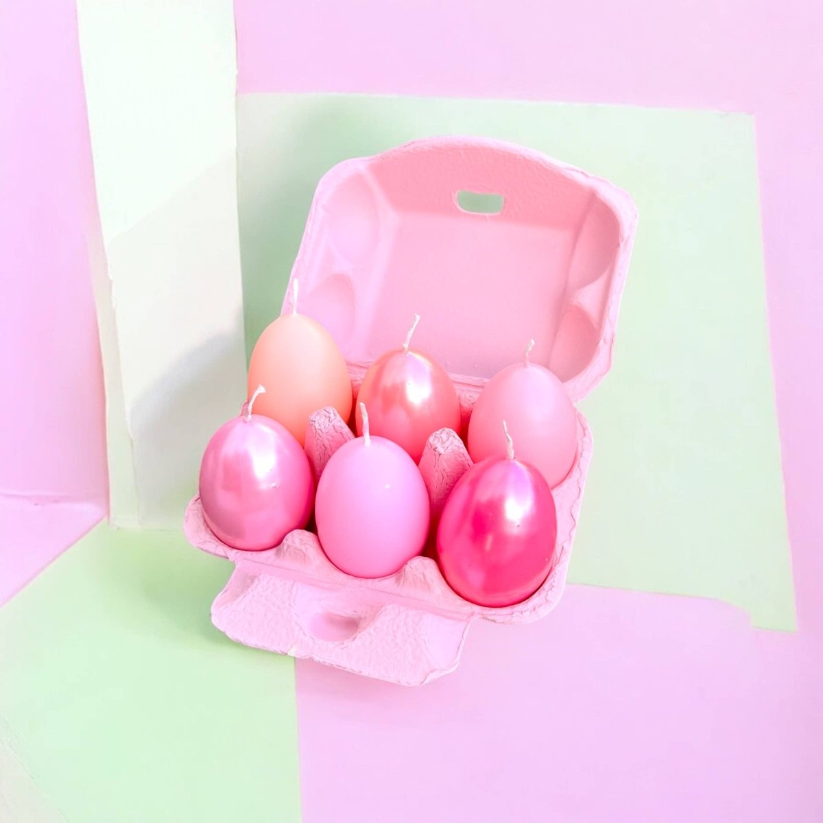 Pink Dip Dye Egg Candles - Six Pack