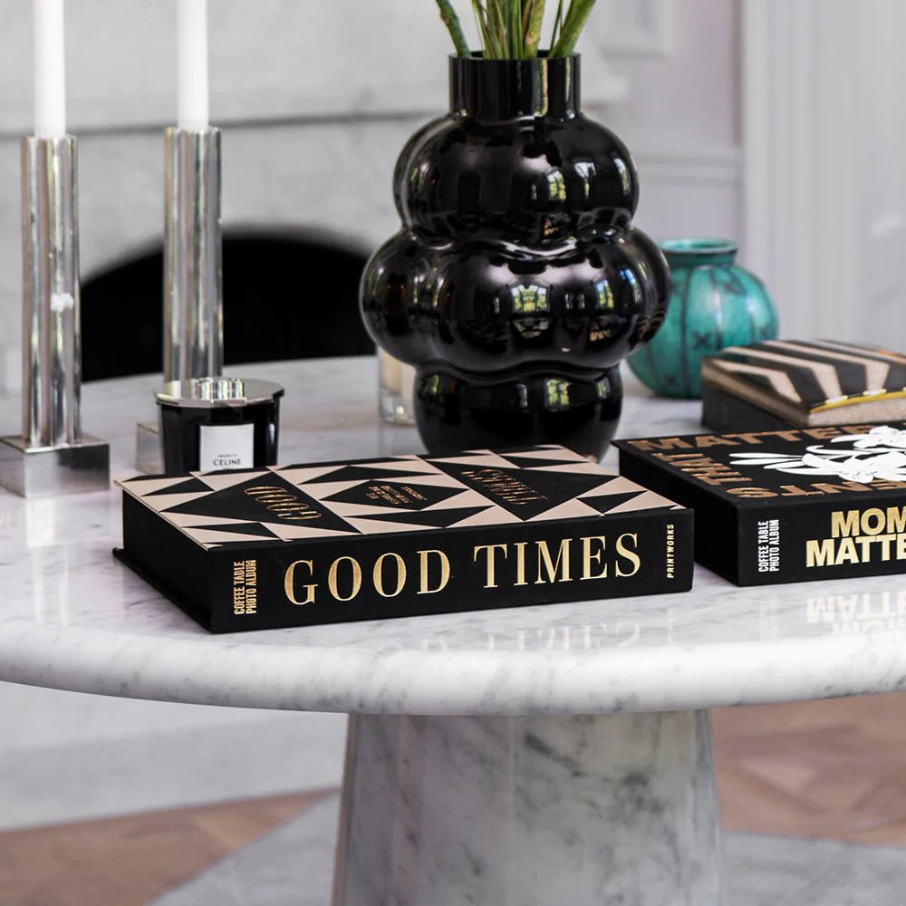 Printworks Good Times photo album with black cover and spiral binding, ideal for storing and showcasing memorable photos.