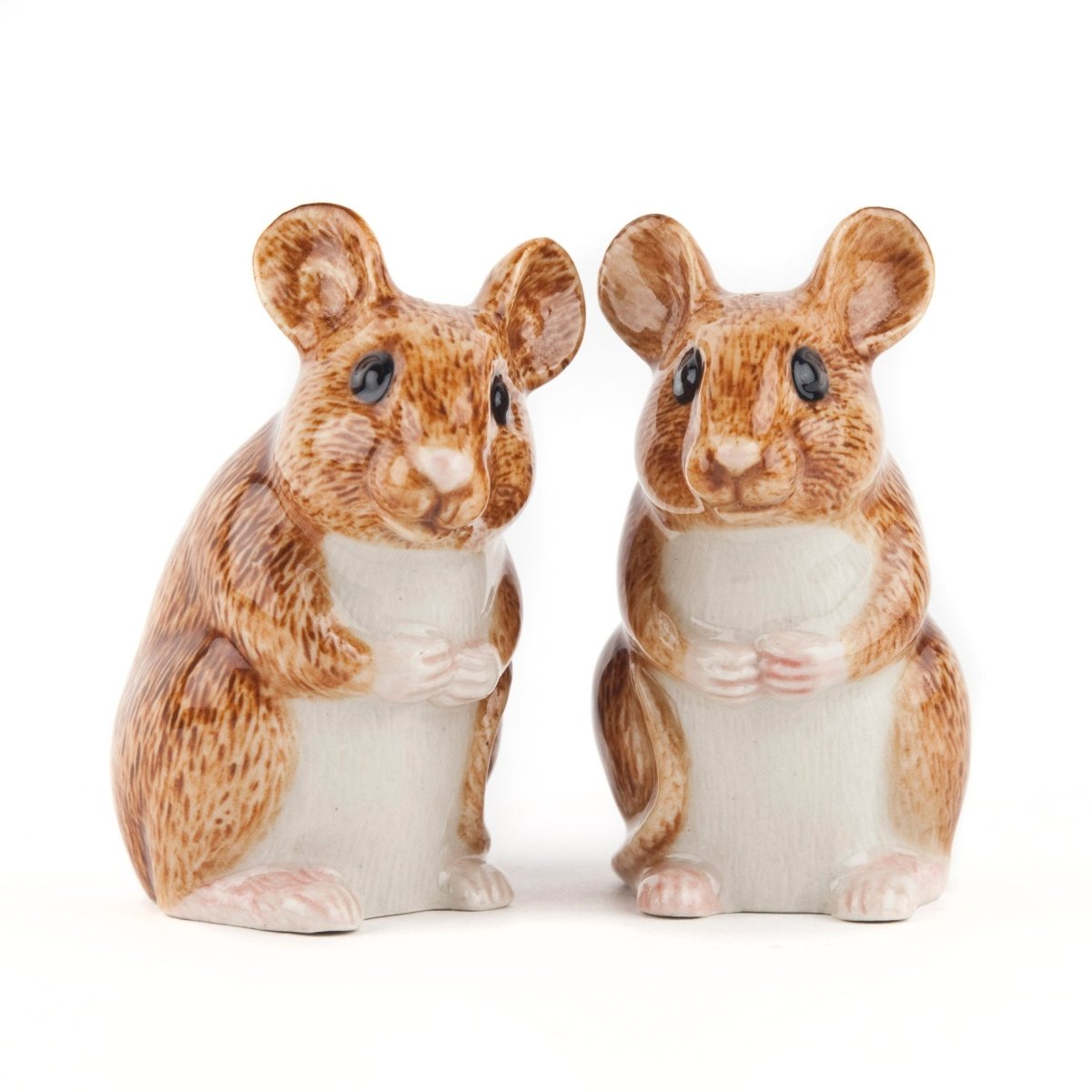 Wood Mouse Salt and Pepper Shakers by Quail Ceramics, ceramic animal-shaped kitchen accessories, natural wood finish and detailed design.