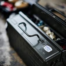Robinson Two Tier Toolbox ST-350 in matte black, featuring two storage compartments and sturdy handle for organized tool storage.