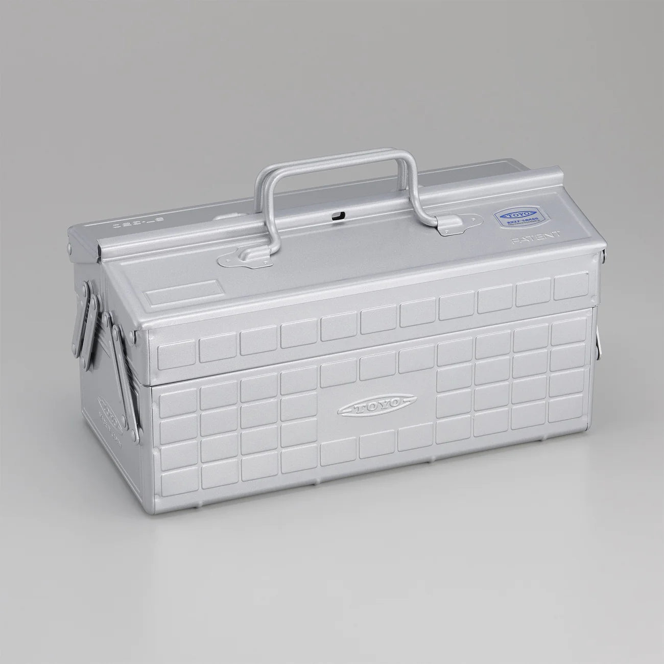 Robinson Two Tier Toolbox ST-350 in silver with multiple compartments for organized tool storage.