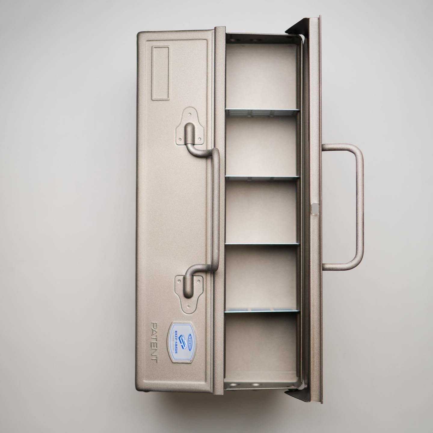 Robinson Two Tier Toolbox ST-350 in titanium with multiple compartments and sturdy handle for organized tool storage.