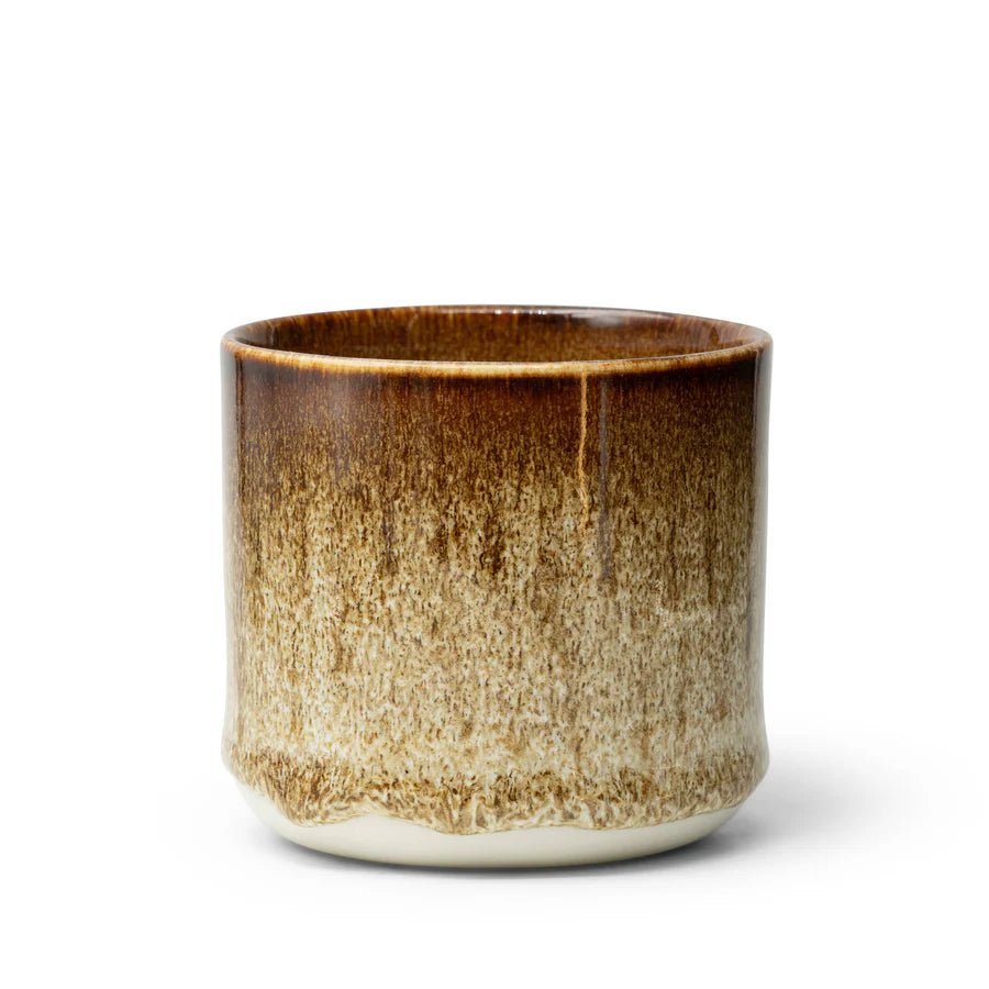 Studio Arhoj Ceramic Chocolate Fizz Quench Cup with colorful, textured glaze and unique artistic design.