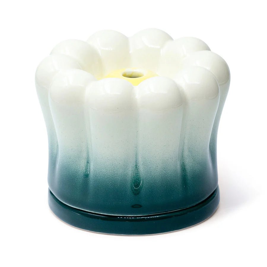 Studio Arhoj ceramic Smoke Flower incense holder with a whimsical, flower-shaped design for aromatic incense burning.