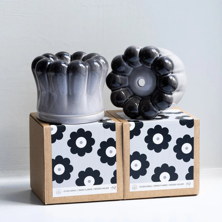 Studio Arhoj ceramic Smoke Flower Incense Holder featuring a colorful, floral design and intricate ceramic craftsmanship.