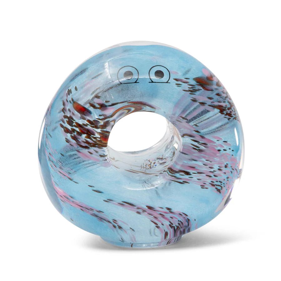 Studio Arhoj decorative crystal blob, a colorful glass art piece with a unique, organic shape and vibrant hues.