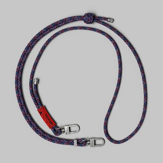 Topologie 6.0mm Rope Strap showing textured black leather with metal hardware for adjustable fastening.