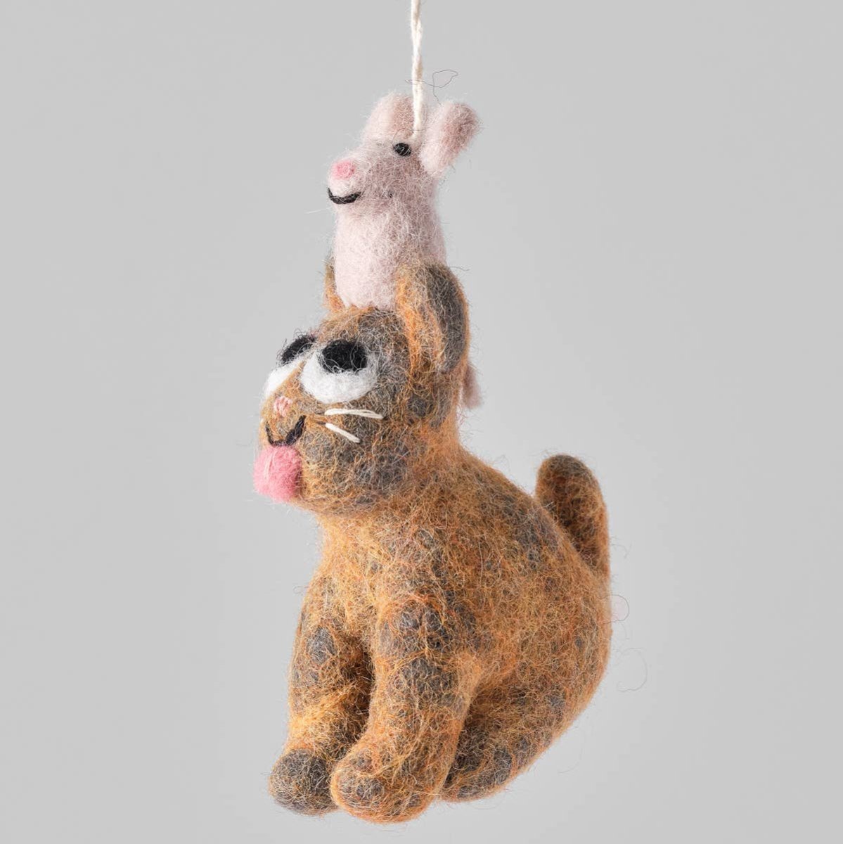 Clint, Katze mit Maus hängendes Filz-Ornament