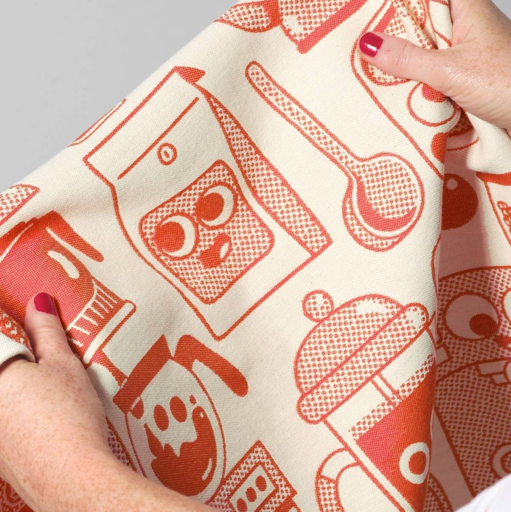 Coffee Time Tea Towel Red/Beige