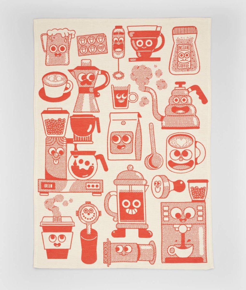 Kaffeezeit Geschirrtuch Rot/Beige