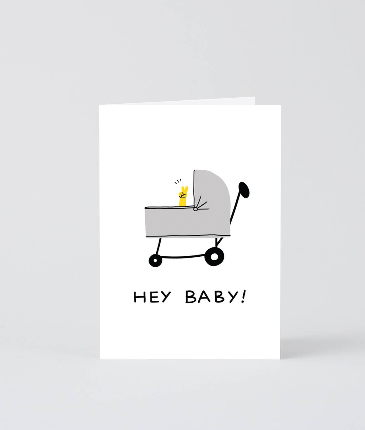 "Wrap 'Hey Baby' greetings card featuring a colorful design with playful typography and adorable illustrations."